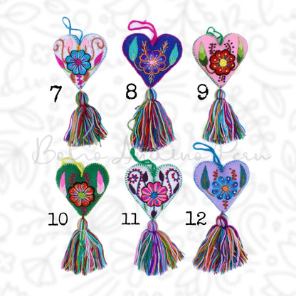 Embroidered Hearts Ornaments