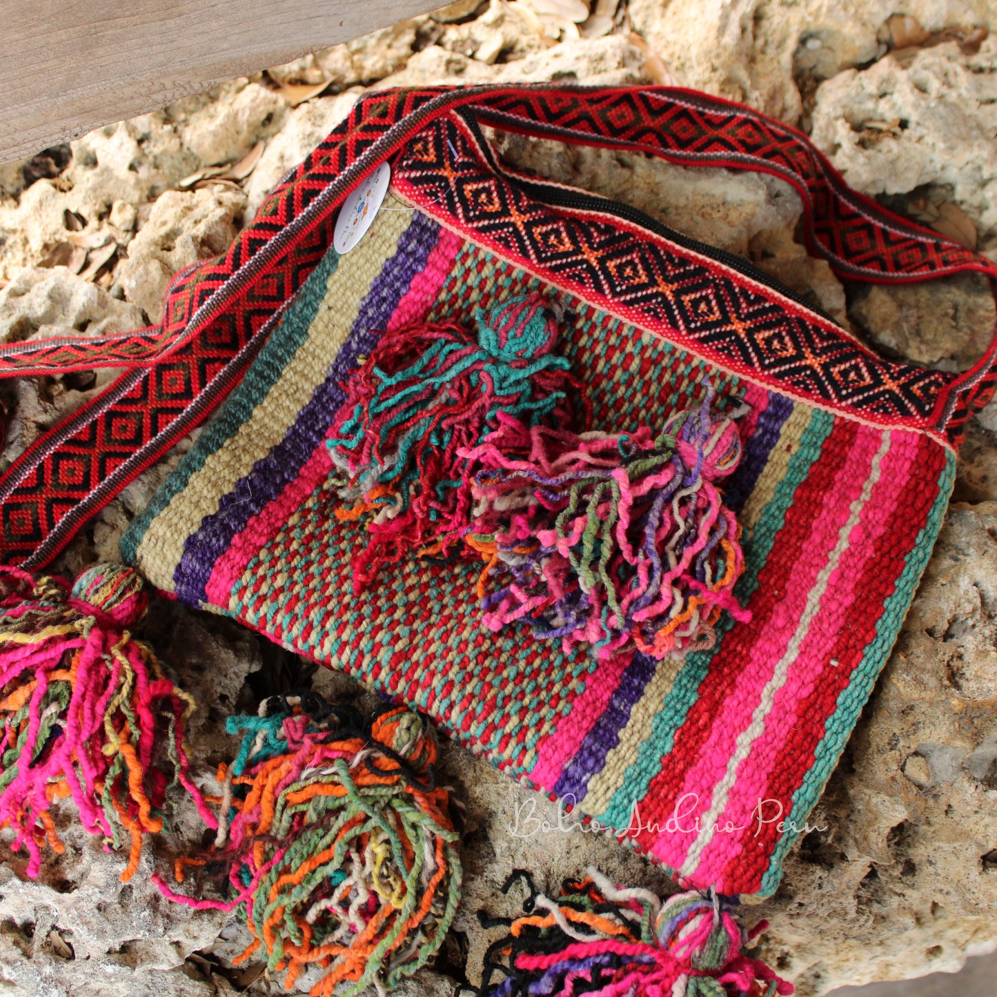 Handwoven Peruvian Sheep Wool Cross Body Bag